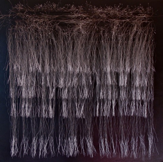 t.c. moore, Smooth & Flowing Manner #2, acrylic & horsehair, 20 x 20