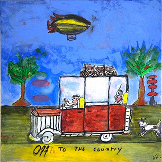 Andrew Romanoff - Off to the Country - shrink art, 12 x 12in