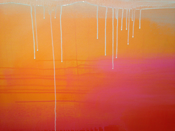 Candace Loheed, Sunset, detail, unfinished, acrylic, 48 x72