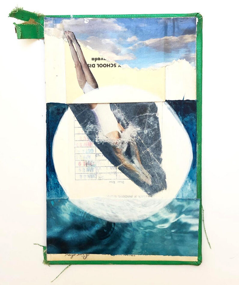 Sue Bradford, Diving_In_Deep_Head_First, Mixed media collage