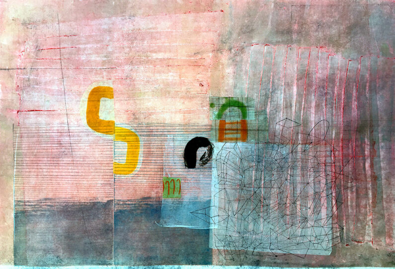 Jen Cole, Quiet Lines of this House, monotype, 22 x 24 in, 2019