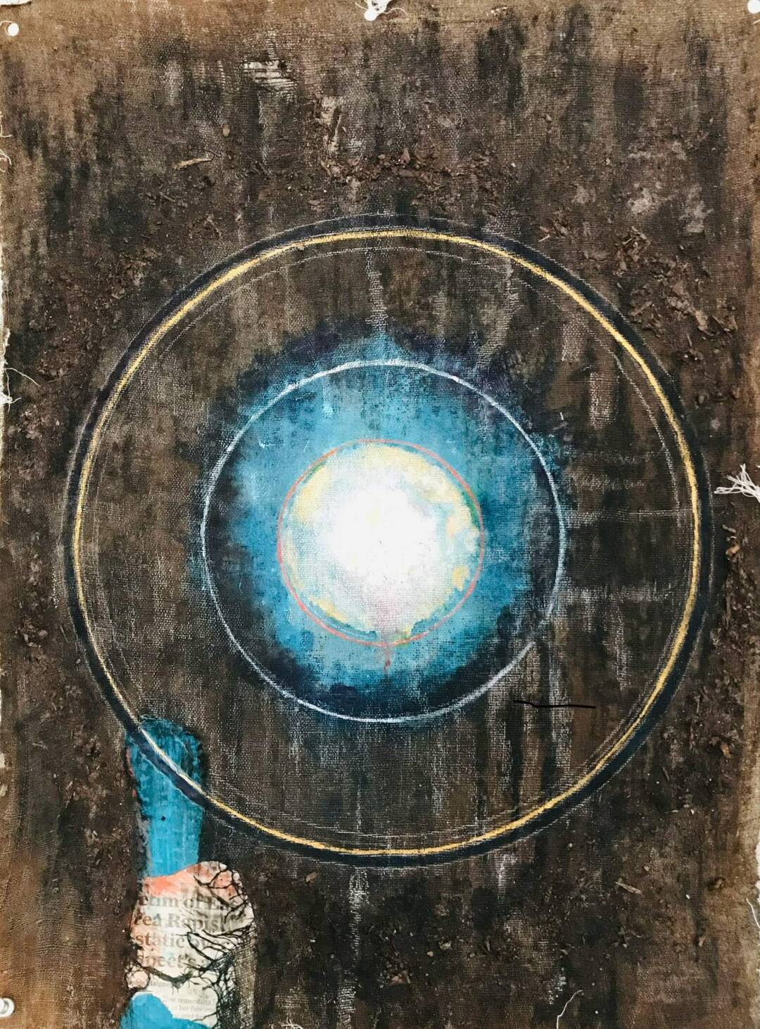 Ellen Vogel - Digging to China - mixed-media - 25in x 21in framed