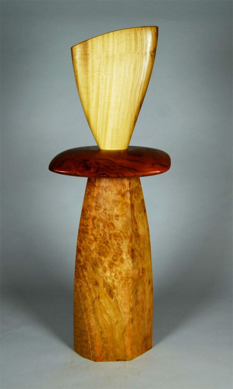Bruce Mitchell - Pillow Talk - Wood Sculpture, 46inHx16inWx14D