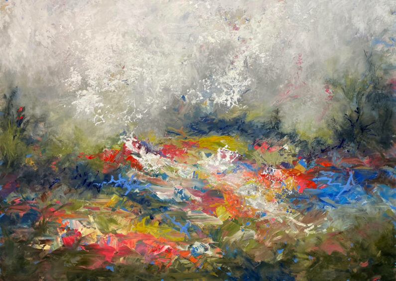 Stephanie Thwaites - Escaping The Firmament - Oil and Cold Wax On Panel - 40in x 56in