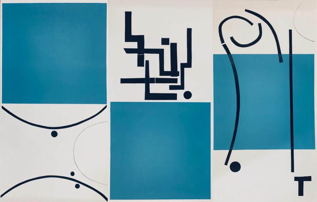 Austin Buckingham - Untitled 8 Triptych - Monotype WoodPanel - 40in H x 60in W x 2in D