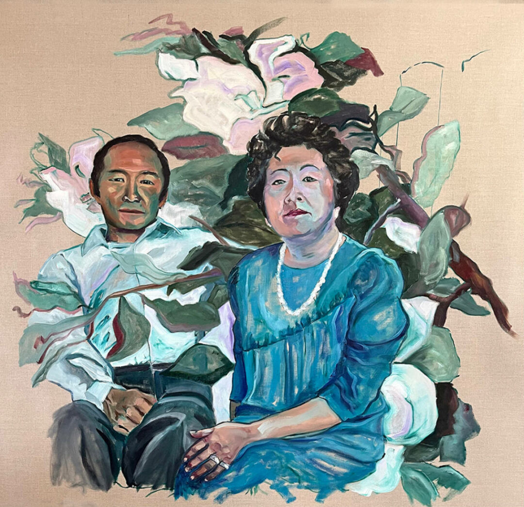 Pat Augsburger - Lei WIth George - Oil On Linen - 60inH x 60inW x 1inD