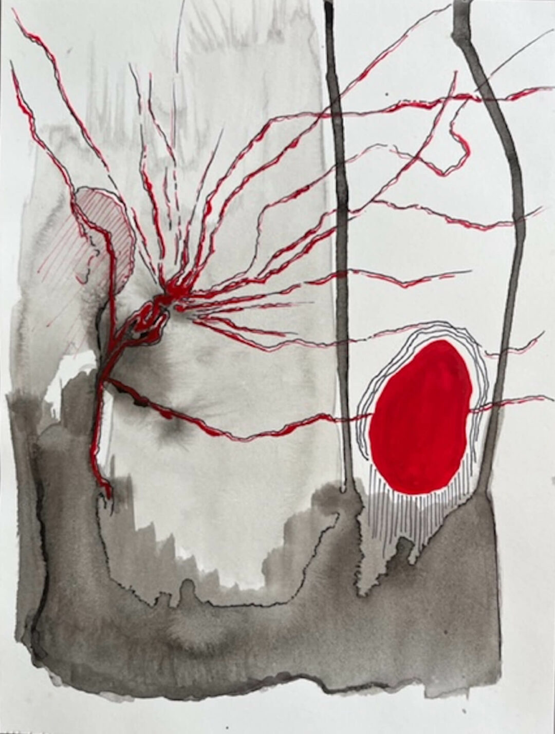 Ellen Vogel - In Situ - Acrylic Ink and Pen - 9in x 12in