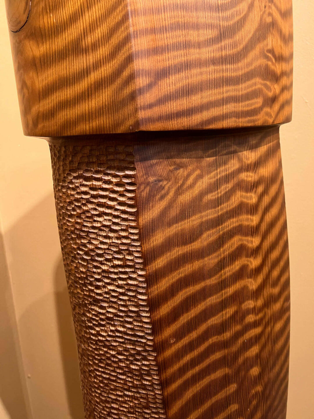 Bruce Mitchell - SENTINEL [detail] - 2009 - Curly redwood - 55in × 12.5in × 7.25in