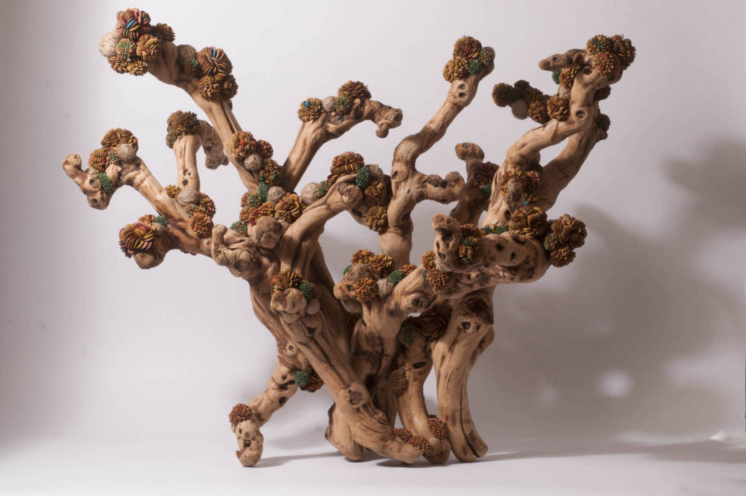 Dale Eastman - Tree of Life - grapevine wood, computer parts - 29in x 36in x 27in