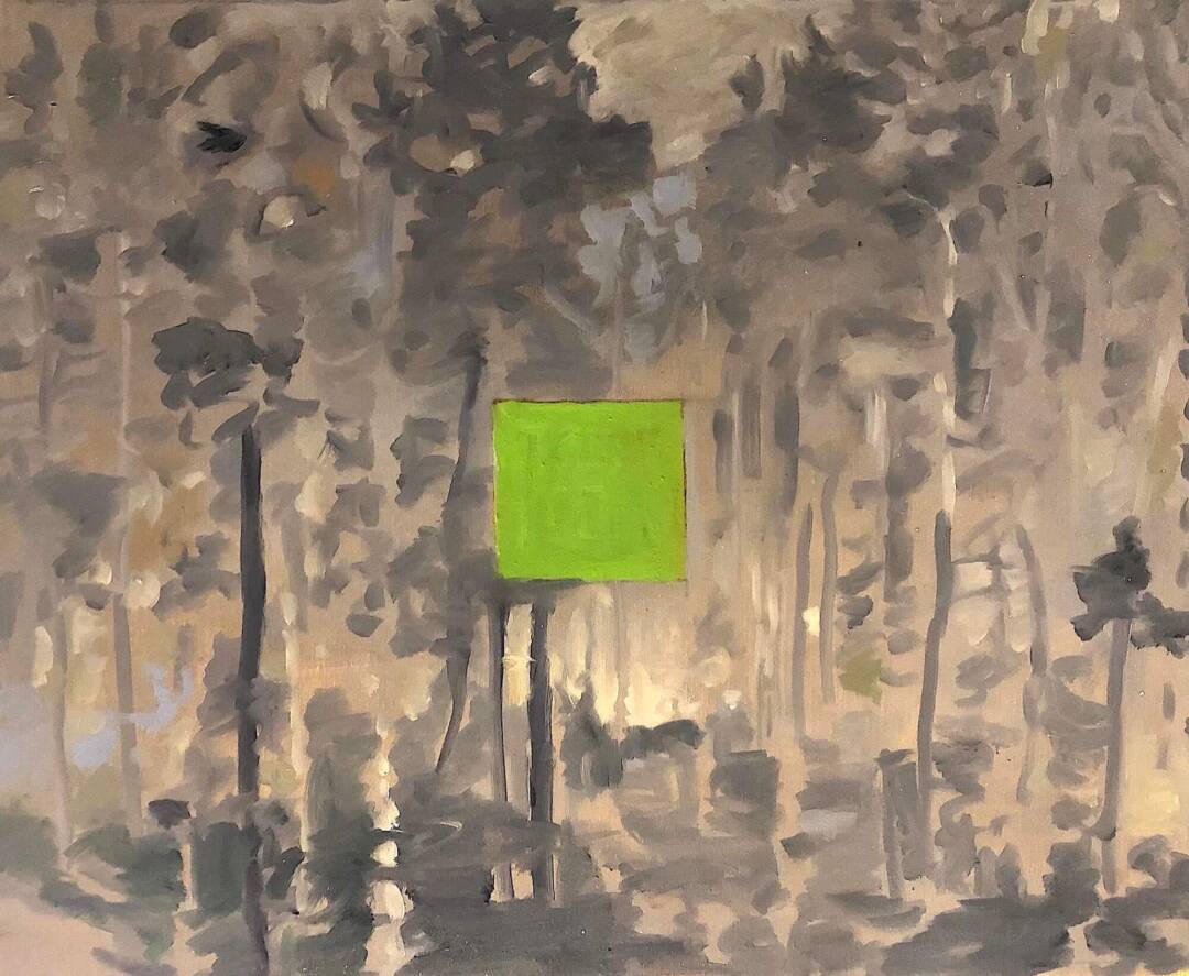Patti Trimble - The Burn Carries Green in its Heart - oil on linen - 11in x 13in