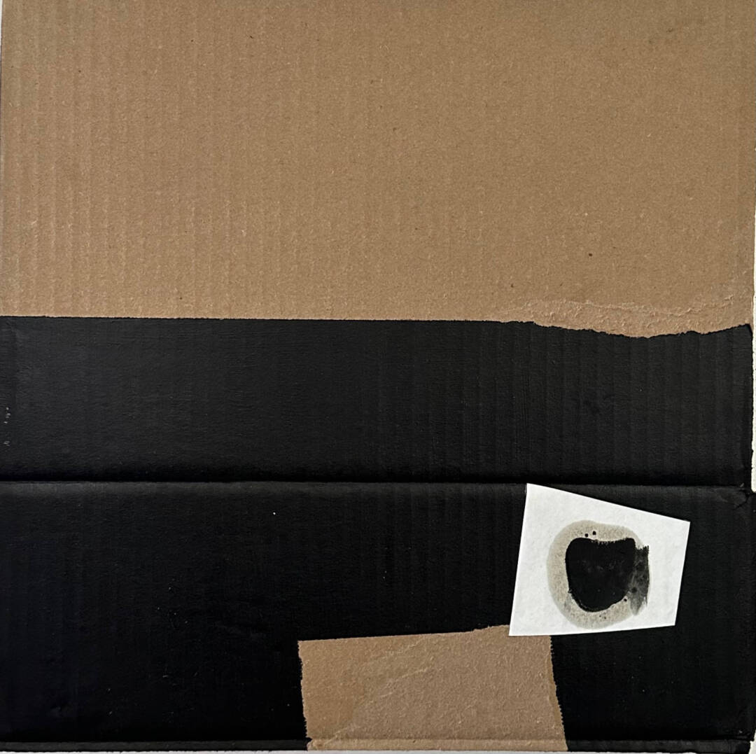 Betsy Kellas - Chair - Recycled Cardboard, Palette Paper and Black Gesso on Cradled Panel - 12H x 12W x 1D