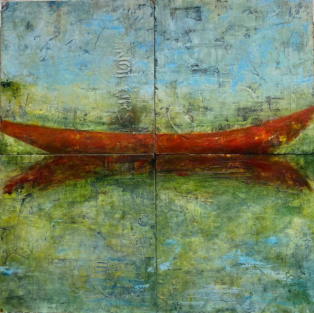 Kelley Berg - Dreamboat V (Currach) - Oil & Cold Wax - 24H x 24W x 7