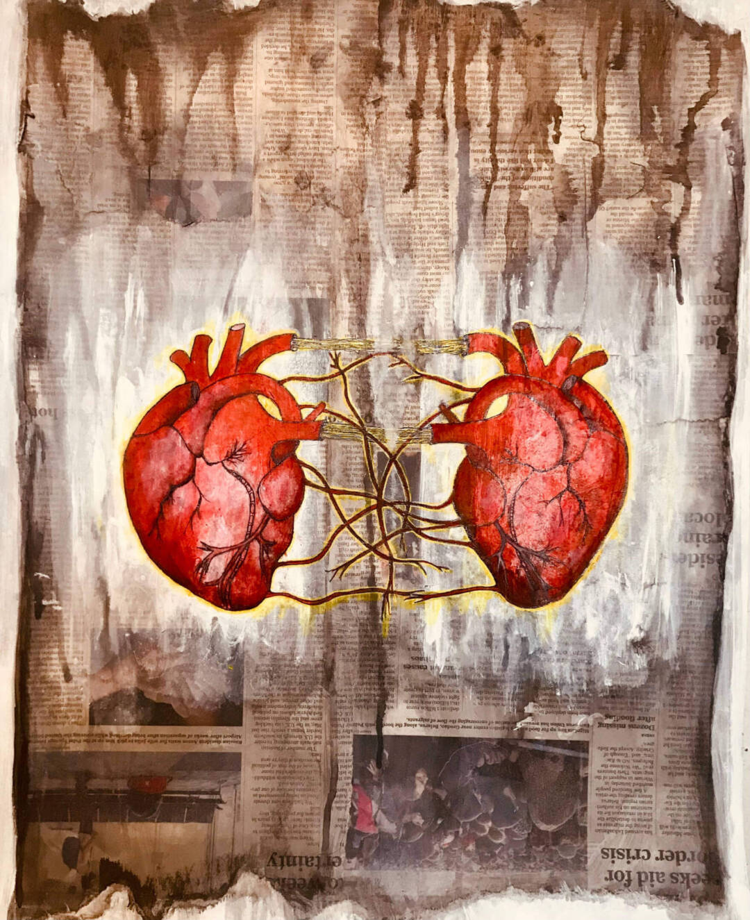 Ellen Vogel - One Heart - mixed media - 37x25 framed