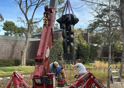 Zulu Heru operating a spider crane at Norton Simon Museum to preserve sculptures during L.A. fires, 2025