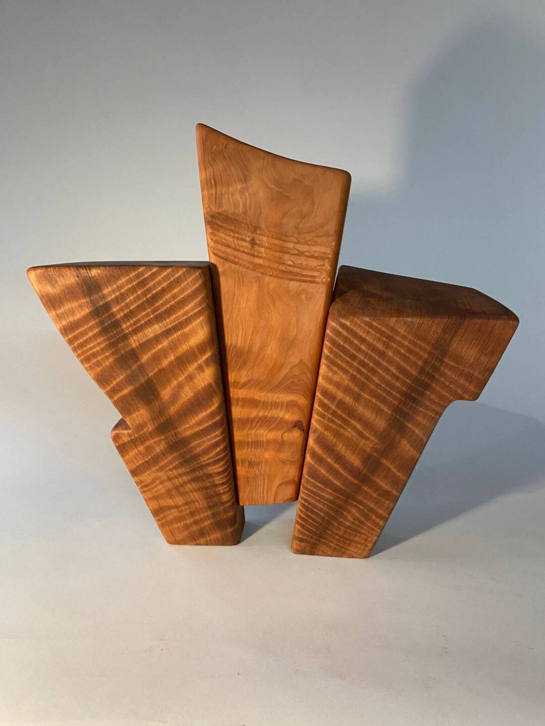 Bruce Mitchell - Threes Scape - curly redwood - 22in h x 24in w x 6in d