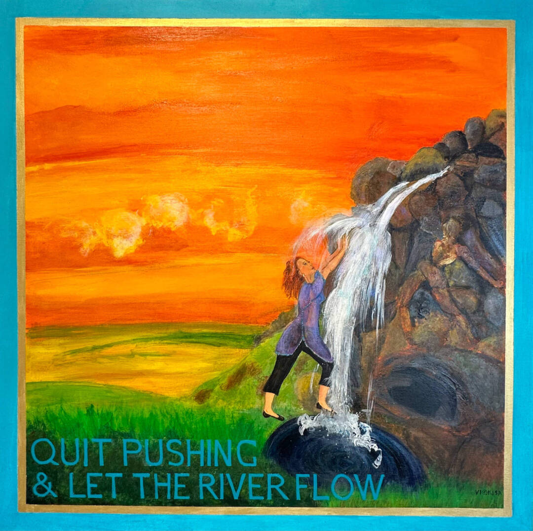 Vickisa - Quit Pushing - Mixed media on canvas - 36in x 36in