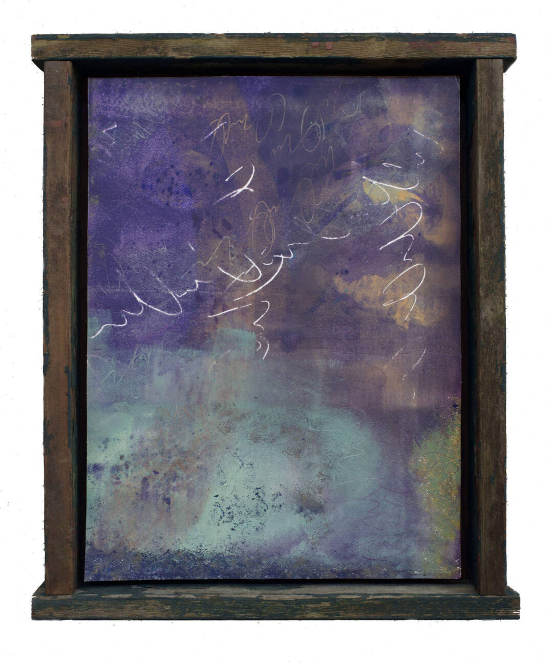 Renee Owen - Letting the Light Leak Through - Abstract Calligraphic Monoprint - 23inW x 27inH x 3inD