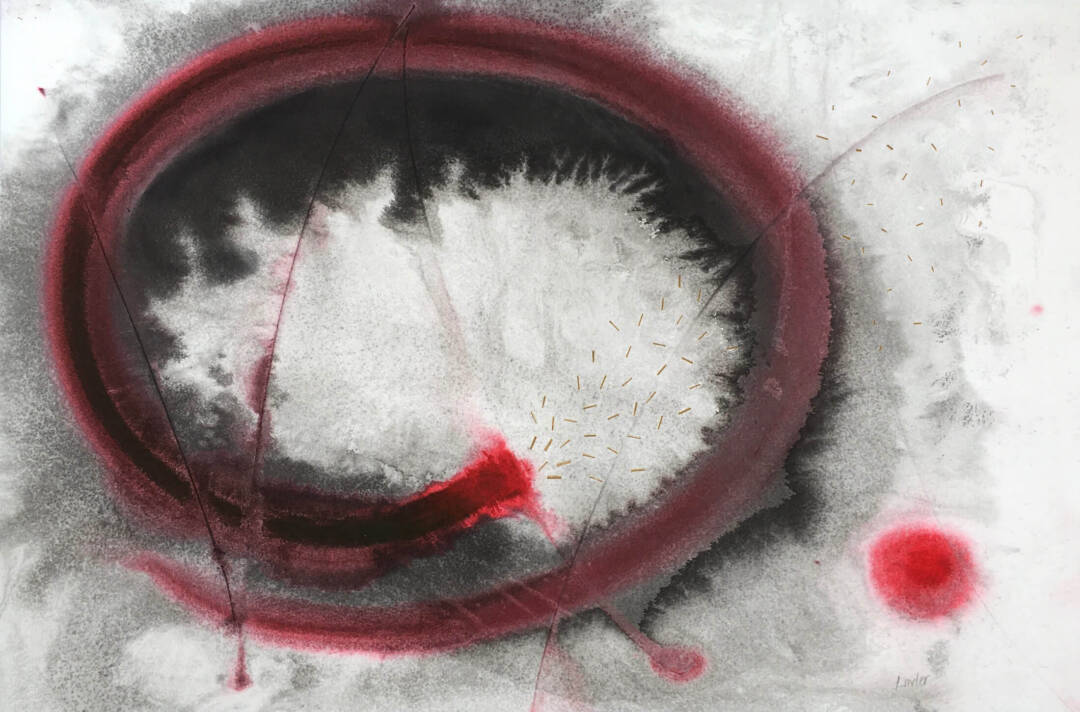 Sherrie Lovler - The Living Soul - Sumi ink, acrylic ink, gold leaf - 24in x 36in