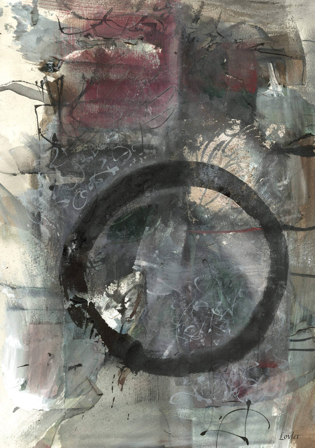 Sherrie Lovler - The Winter of my Coming - Sumi ink, watercolor, 12K gold leaf - 15in x 10in