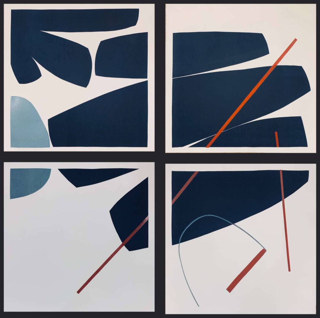Austin Buckingham - Untitled 8 Quadtych - Monotype - 40in x 40in