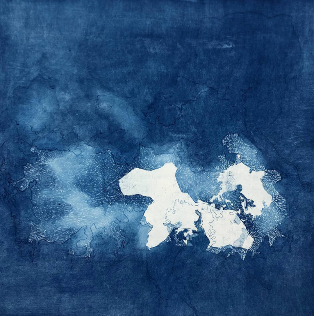 Megan Broughton - Work in Progress 3 - Fireberg etching series - 22in x 22in