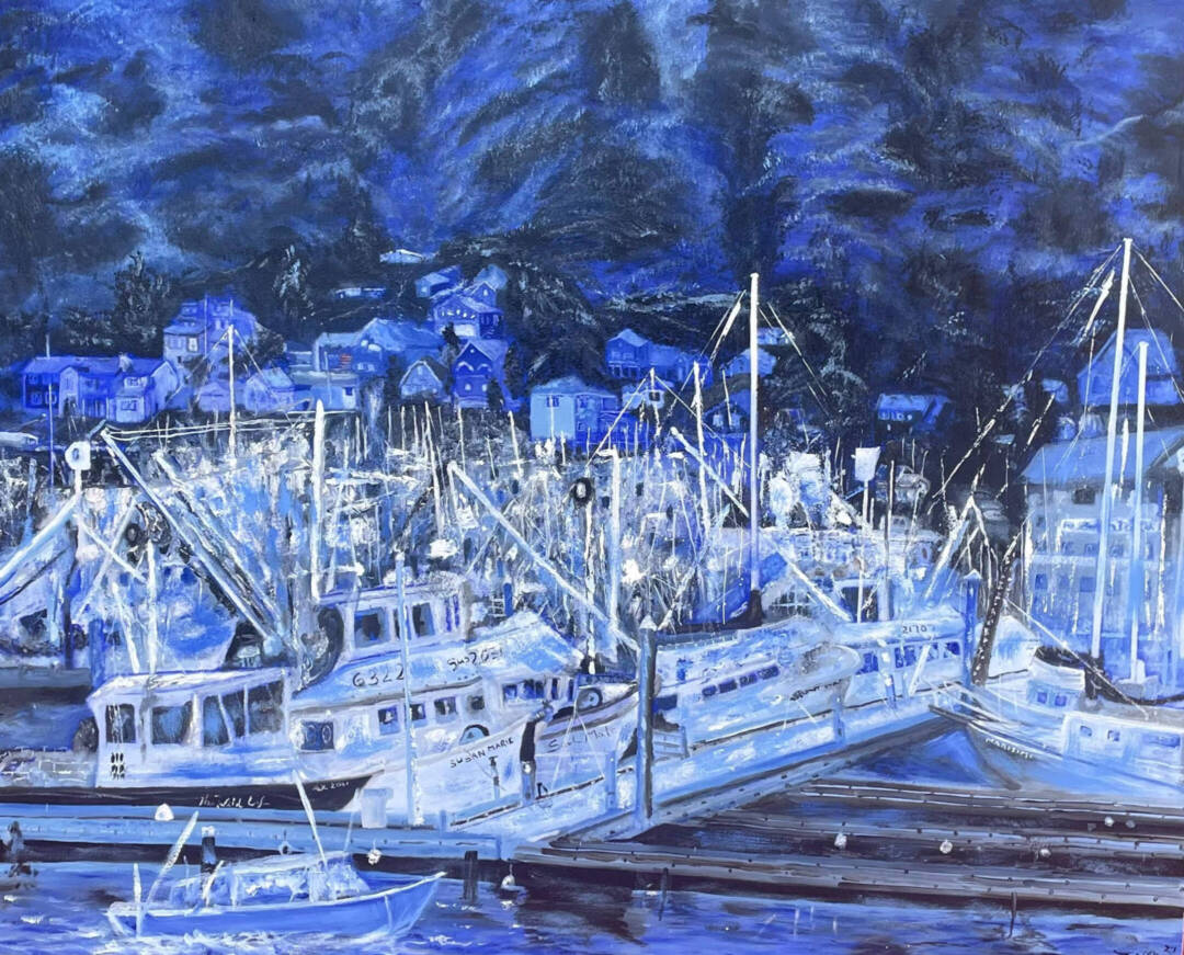 E A Zappa - Harbor Lights, Kodiak - oil - 39 x 48